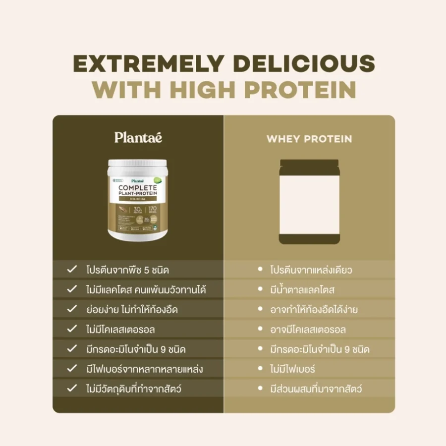 Plantae Complete Plant-Protein Powder Hojicha Flavor (800 g) - Image 3