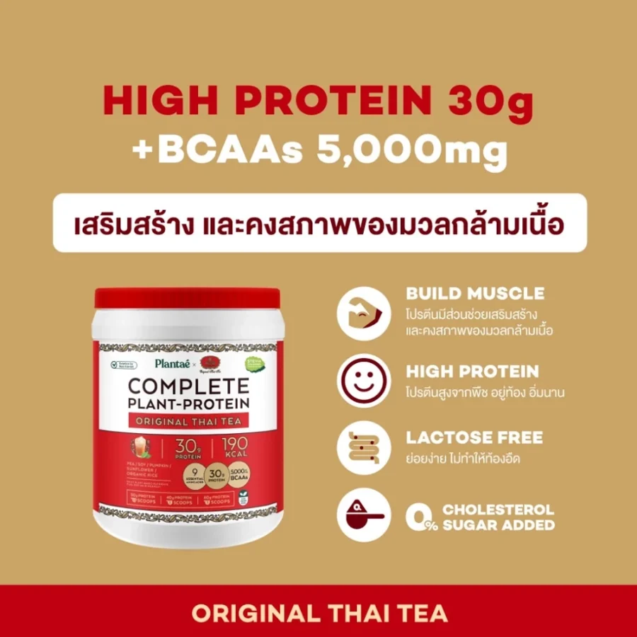 Plantae x ชาตรามือ Complete Plant-Protein : Active BCAAs Original Thai Tea flavor - Image 2