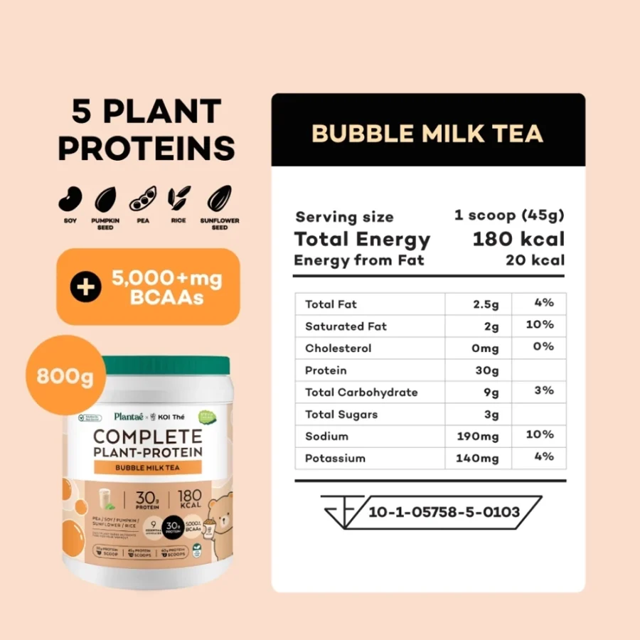 Plantae x KOI Thé Complete Plant-Protein : Active BCAAs Bubble Milk Tea - Image 4